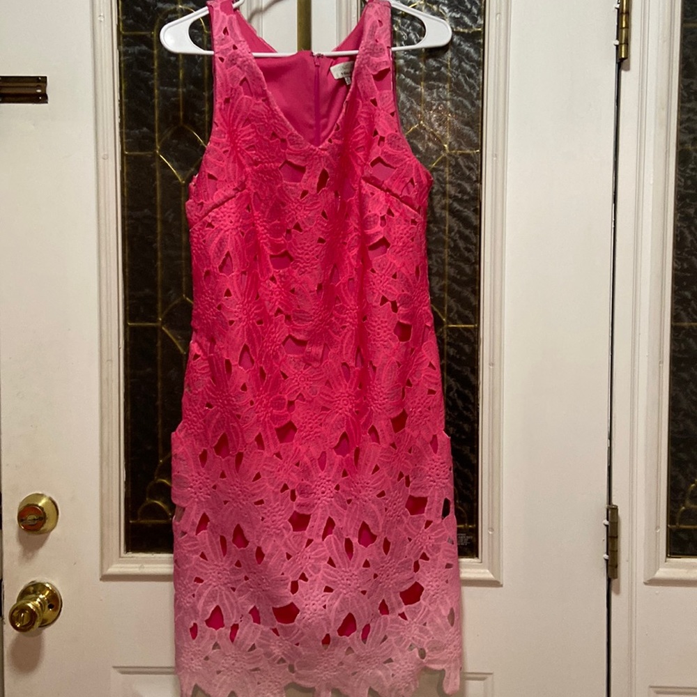 Pink ( Fades from Dark to Light Pink)Size 6 Eyelet Dress